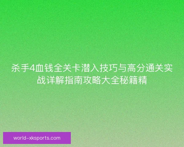 杀手4血钱全关卡潜入技巧与高分通关实战详解指南攻略大全秘籍精
